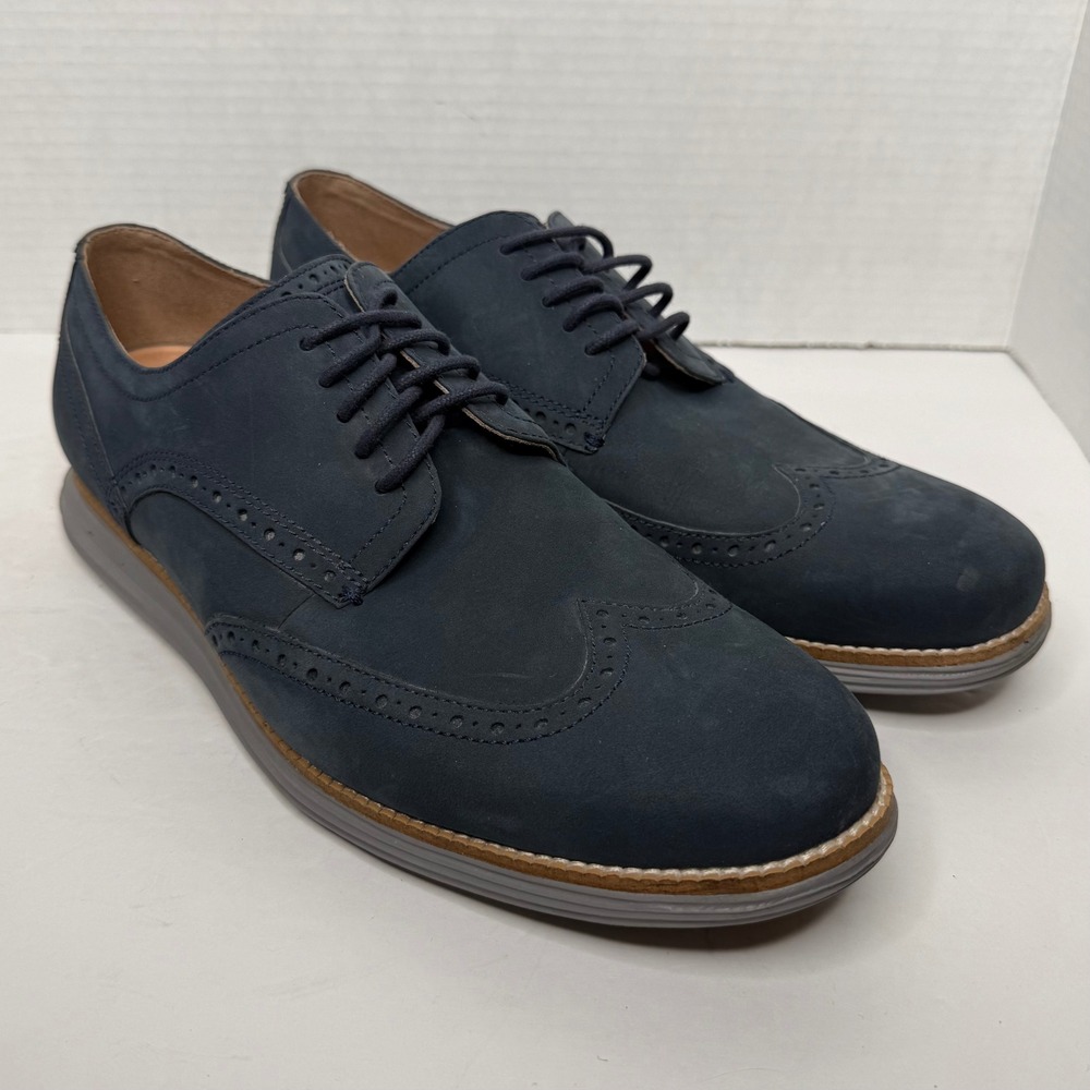 Cole Haan Original Grand Short Wing Oxford Men 10.5 M Navy Blue Nubuck C26473
